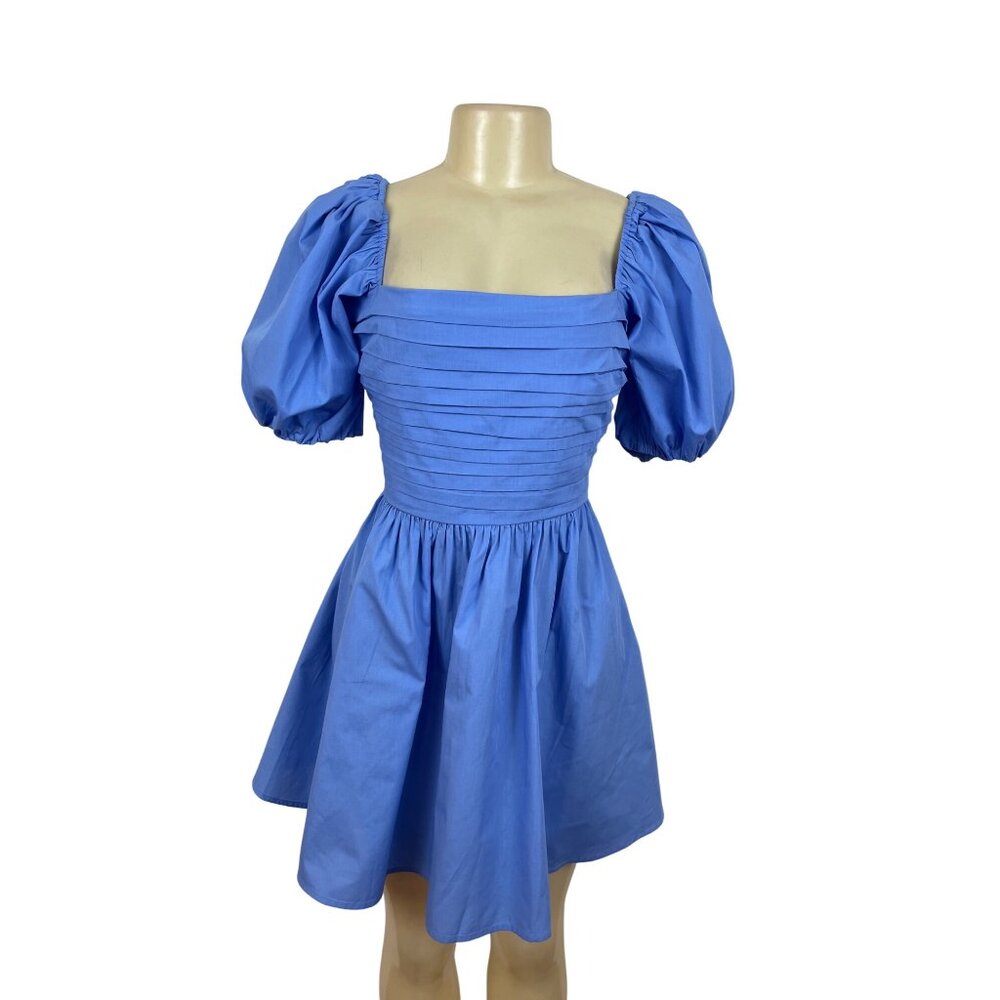 Abercrombie & Fitch Blue Puff-Sleeve Mini Dress